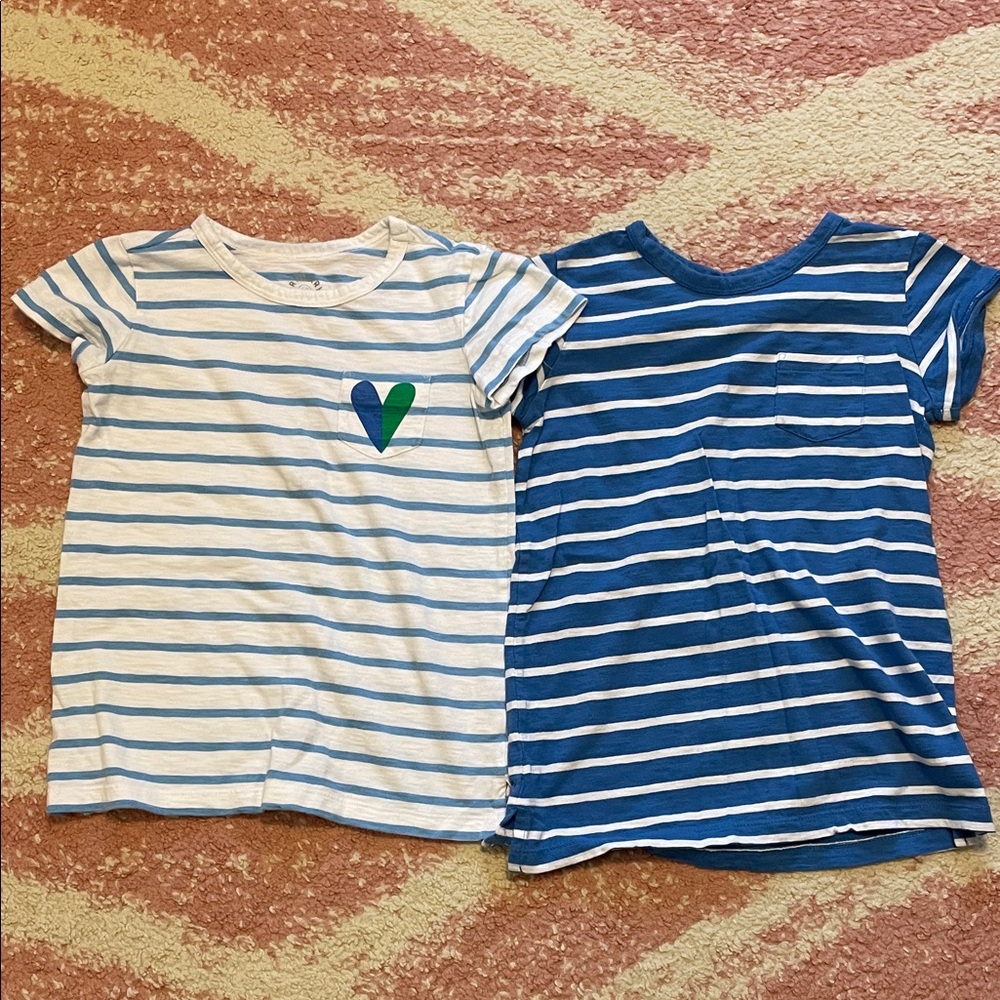 Primary Blue and White Striped Kids Tees